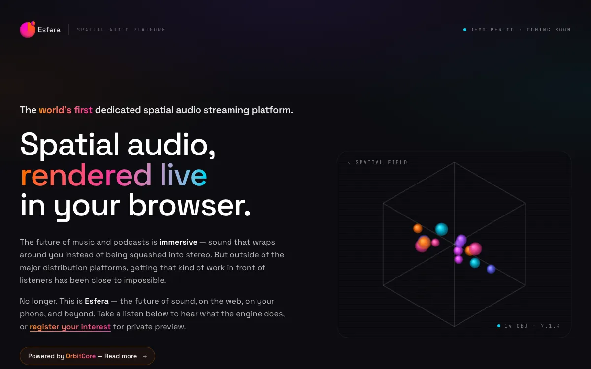 Esfera — Spatial audio streaming platform