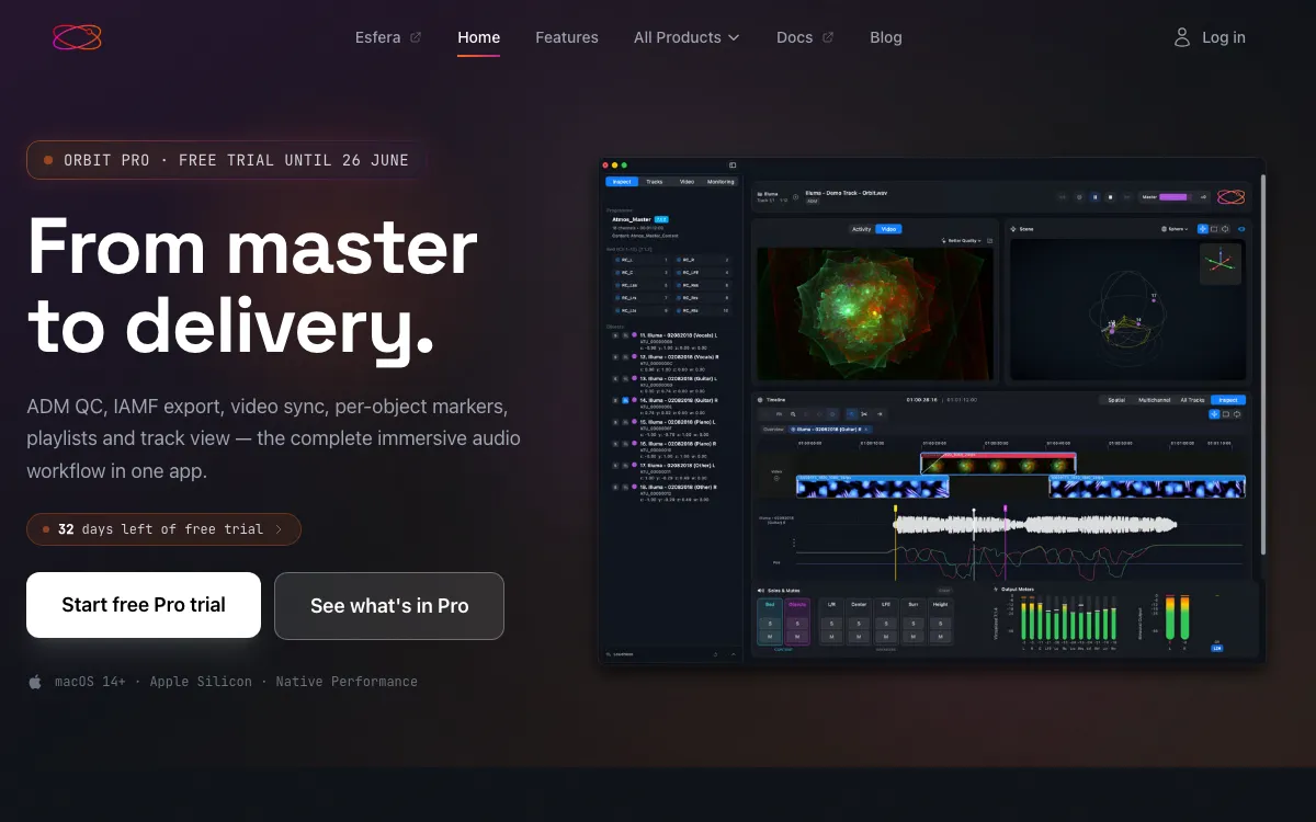 Orbit Spatial® — tools and solutions for spatial audio QC and production